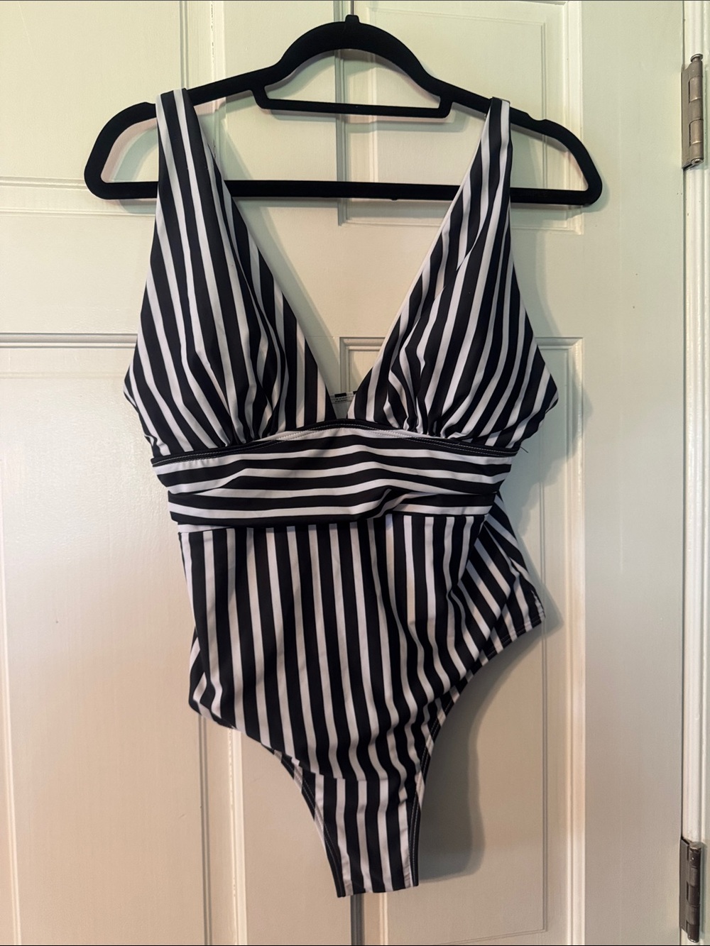 Black & White Striped One-Piece Swimsuit - Women Swim